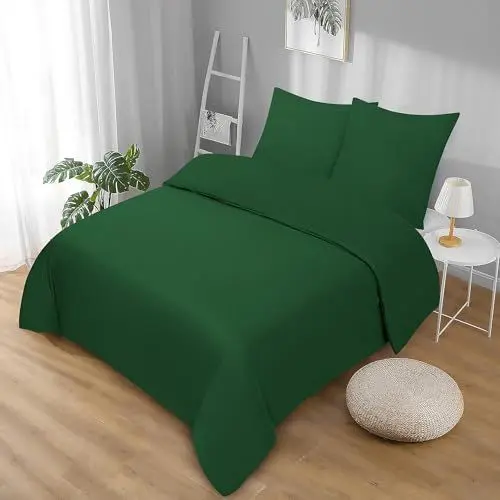 Produktbild: Softex Royal Bettwäsche 135x200 cm – 2-teilig (1 Bettbezug + 1 Kissenbezug 80x80 cm) – 100% Baumwolle – hautfreundlich & 60° waschbar – YKK Reißverschluss – Oeko-TEX Zertifiziert Grün