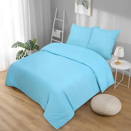 Produktbild: Softex Royal Microfaser Bettwäsche, 200 x 200. cm, Hellblau, weich, anschmiegsam und bügelfrei, 2-teiliges Set: 1 Bettbezug + 2 Kissenbezug, 80 x 80 cm