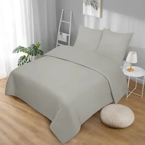 Produktbild: Softex Royal Microfaser Bettwäsche, 200 x 220. cm, Hellgrau, weich, anschmiegsam und bügelfrei, 3-teiliges Set: 1 Bettbezug + 2 Kissenbezug, 80 x 80 cm