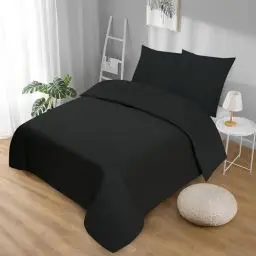 Produktbild: Softex Royal Microfaser Bettwäsche, 200 x 220. cm, Schwarz, weich, anschmiegsam und bügelfrei, 3-teiliges Set: 1 Bettbezug + 2 Kissenbezug, 80 x 80 cm