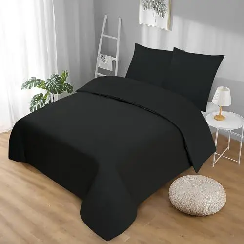 Produktbild: Softex Royal Microfaser Bettwäsche, 200 x 220. cm, Schwarz, weich, anschmiegsam und bügelfrei, 3-teiliges Set: 1 Bettbezug + 2 Kissenbezug, 80 x 80 cm