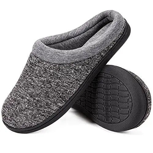 Produktbild: SoftPeds Herren & Damen Winter Hausschuhe, Frottee Gefütterte Antirutsch Memory Foam Pantoffeln, Dunkelgrau, 36/37 EU Weit