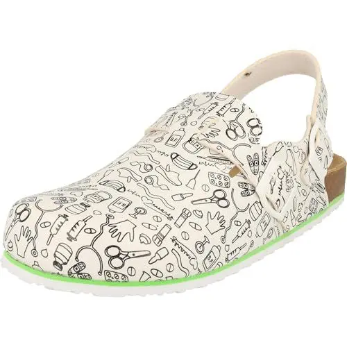 Produktbild: Softrelax Damen Schuhe 7420990136 Clogs Pantolette Arzthelfer Ärzte Krankenschwester Weiss/Multi (White/Multi, EU Schuhgrößensystem, Erwachsene, Damen, Numerisch, M, 39)