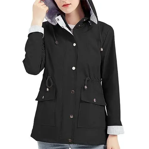 Produktbild: Softshelljacke FüR Damen GroßE GrößEn Coat Women 2023 Und Winter Abnehmbare Kapuze Windjacke Plus Größe Damen Mantel Plus Größe Regenmantel Softshelljacke FüR Damen Fleecemantel Damen (Black, XXXL)