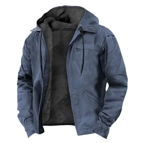 Produktbild: Softshelljacke Herren Kariertes Hemd Herren Jacken Herren Jeanshemd Herren Langarm Kapuzenjacke Herren Schwarz Army Jacke Herren Hemd mit Kapuze Herren Wachsjacke Herren Blau 6Xl