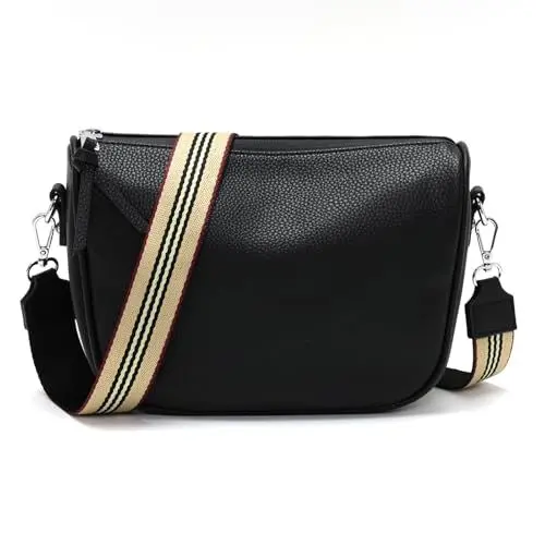 Produktbild: SOGYECS Umhängetasche Damen klein Crossbody Bag kleine Handtasche Damen Tasche Veganes Leder Schwarz Geschenke für Frauen