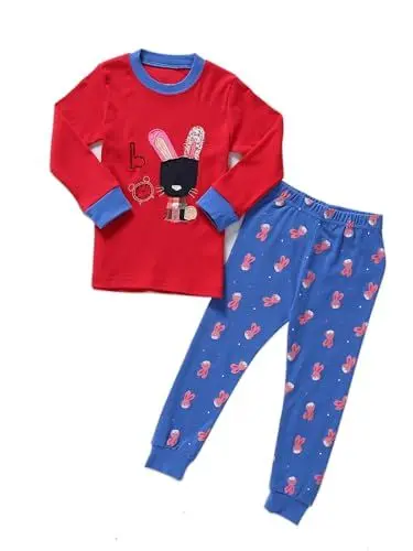 Produktbild: SOIBEEN Pyjamas für Jungen Elefant Nachtwäsche Baumwolle Kleinkind Kleidung Kinder Nachtwäsche Langarm PJs Set 2-teiliges Outfit 8 Jahre