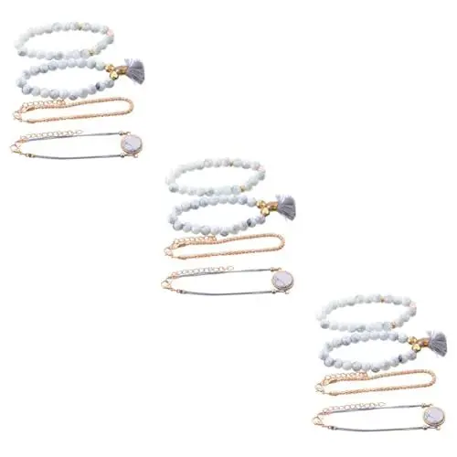 Produktbild: SOIMISS 12stücke Teiliges Armbandset Mit Quasten Und Marmorperlen Elegante Modeschmuckstücke Für Damen Und Mädchen Vielseitig Kombinierbar Klassischen Stil
