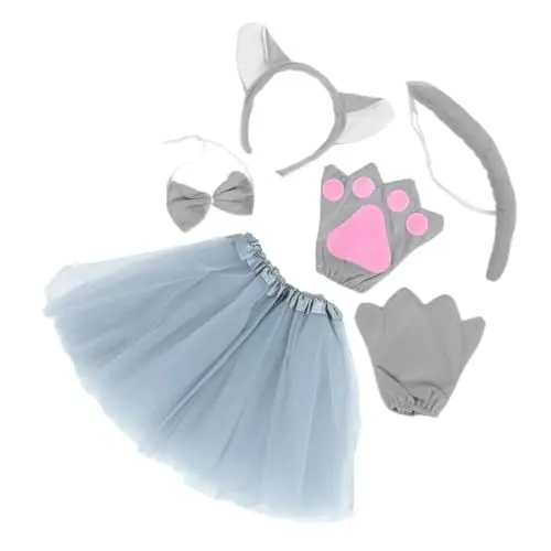 Produktbild: SOIMISS 15 Teiliges Cosplay Kostüm „1 Großer Wolf“ Halloween Cosplay Kostüm Für Mädchen Kinder Tierkostüm Rollenspielkostüm Kinderkostüm Halloween Tutu Kostüm Kinder Outfits