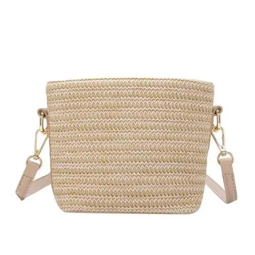 Produktbild: SOIMISS 1Stk Diagonale Tasche storage bags aufbewahrungstüten tasche für strand Umweltfreundliche Tasche Umhängetasche Strohgewebte Tasche Handtasche Schultertasche Polyester Beige