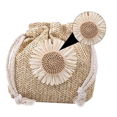 Produktbild: SOIMISS 1stück Frauen Woven Crossbody Tasche Stilvolle Wasserfest Bucket Bag Für Strand Freizeit Schule Und Urlaub Leichte Umhängetasche Für Damen