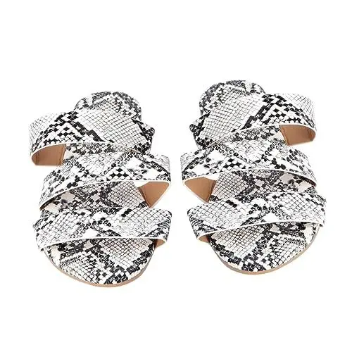 Produktbild: SOIMISS 1 Paar Flache Hausschuhe mit Schlangenmuster freizeitschuhe sommerschuhe transparente lässige Hausschuhe klare dünne flache Sandale Serpentinen Hausschuhe stylische Sandalen Weiß