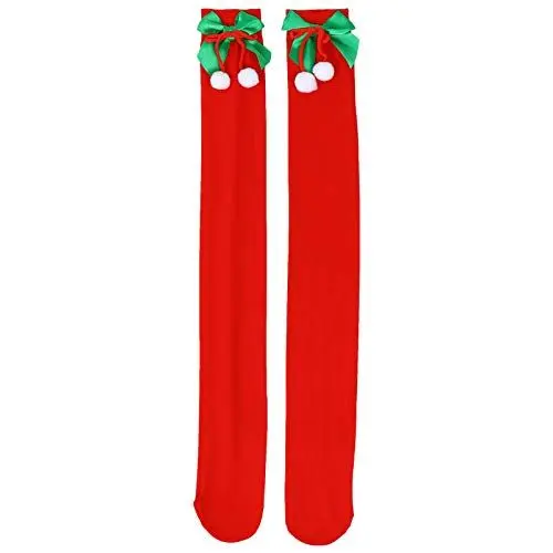Produktbild: SOIMISS 1 Paar Kniehohe Weihnachtssocken für Frauen Neuheit Gestreifte Kniestrümpfe über Kniehohen Strümpfen für Weihnachten Rot Grün