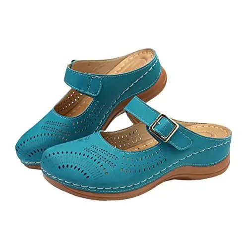 Produktbild: SOIMISS 1 Paar Vintage Sandalen Bequeme Slipper Lässige Absatzschuhe Damenschuhe Himmelblau Größe 35 Eu36 5 Uk3