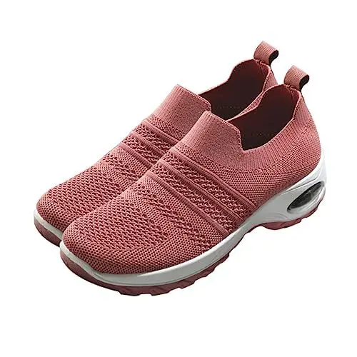 Produktbild: SOIMISS 1 Paar Laufschuhe Mit Luftkissen Plateauschuhe Für Damen Laufschuhe Für Damen Fitnessschuhe Freizeitschuhe Für Damen Klobige Turnschuhe Für Frauen Sportschuhe Stretch-Strick Rosa