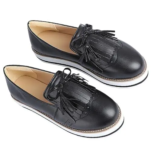 Produktbild: SOIMISS Modische Quastenschuhe Damen Einzelschuhe Runde Muffin Pumps Flache Stiefeletten Mit Dicker Sohle