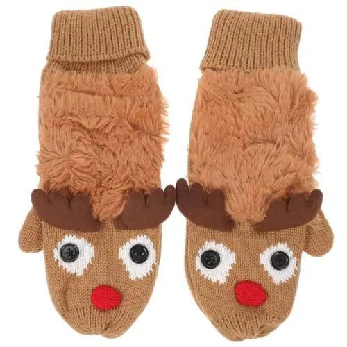 Produktbild: SOIMISS Elch Warme Handschuhe Hirsch Fäustlinge Strickhandschuhe Weihnachtsthema Vollfinger Fäustlinge