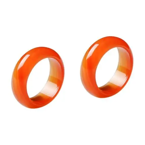 Produktbild: SOIMISS Echte Edelsteine Ring Schmuck 2st -chalzedon-ring Damenringe Couple Rings Hochzeitsringe Akik Yüzük Für Freundinnen Knöchel Karneol-ring Runder Ring Kristallbandring Achat-ring-schmuck Rot