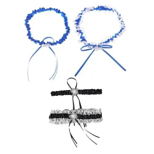 Produktbild: SOIMISS 2 Paar Schleife Strumpfband Hochzeitsstrumpfband Brautstrumpfband groß Brautstrumpfbänder Beinzubehör für die Braut bestickte Strumpfhalter-Dessous Rave Beinstrumpfband Spitze
