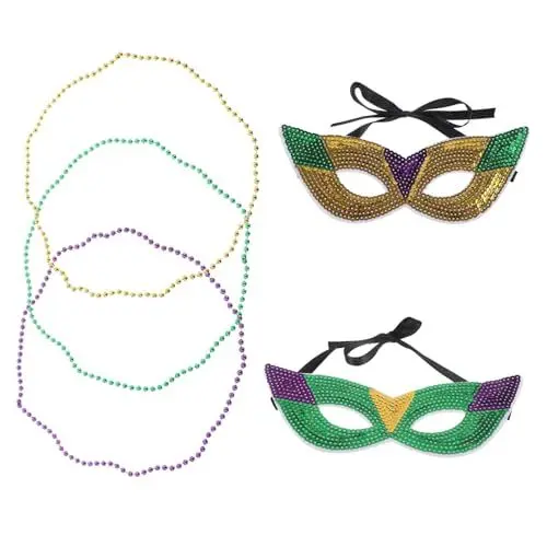 Produktbild: SOIMISS 2 Sätze Karnevalsmaske Maskeradekostüm karneval partydekorationen Karneval Maskerade Partykostüm masquerade faschingskostüme Partyhüte Party-Halsketten Party-Dekorationsset Plastik