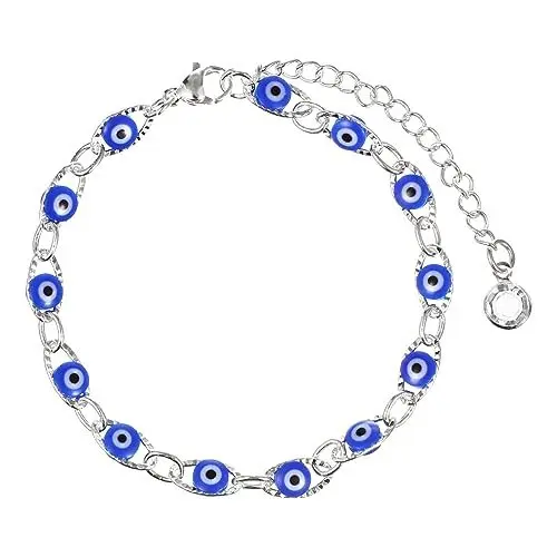 Produktbild: SOIMISS 2 Stk Teufel-auge-armband Goldene Fußkettchen Für Damen Weihnachtsarmband Goldene Armbänder Schmuck Teufelsauge Armband Silbernes Knöchelarmband Frauen Zubehör Charme Kupfer Silver