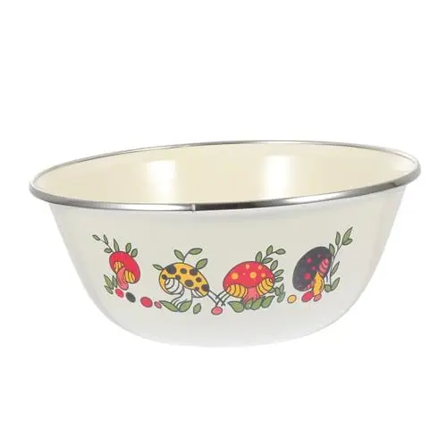 Produktbild: SOIMISS 2 Stück Emaille Schalen Vielseitige Rührschüsseln Beige für Suppen und Retro Design für Zuhause Restaurant und Hotel