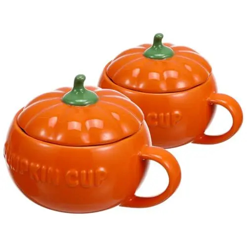 Produktbild: SOIMISS 2 Stück Kürbis Tasse Halloween Tasse aus Keramik für Milch Kaffee – Herbstdeko, Frühstück, Geschenkidee für Halloween, Kinder, Erwachsene
