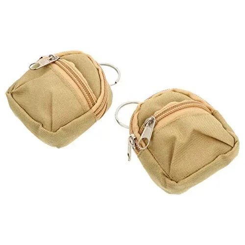 Produktbild: SOIMISS 2 Stück Mini Rucksack Schlüsselanhänger Reißverschluss Münze Geldsack Kleine Brieftaschen Hängen Anhänger für Puppenzubehör Ostern Neujahr Party Gunst Khaki