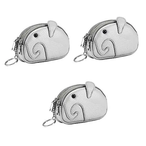 Produktbild: SOIMISS 3St Geldbörse aufbewahrungssack storage pockets key Mini-Sachen für den Geldbeutel Wechseltasche kleine Brieftasche mit Reißverschluss kleines Reiseportemonnaie Echtes Leder Grey