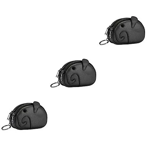 Produktbild: SOIMISS 3St Geldbörse kleiner Geldbeutel süßes kleines Portemonnaie Mini-Brieftasche aufbewahrungssack storage pockets key lustige Brieftasche kleines Reiseportemonnaie Echtes Leder Black