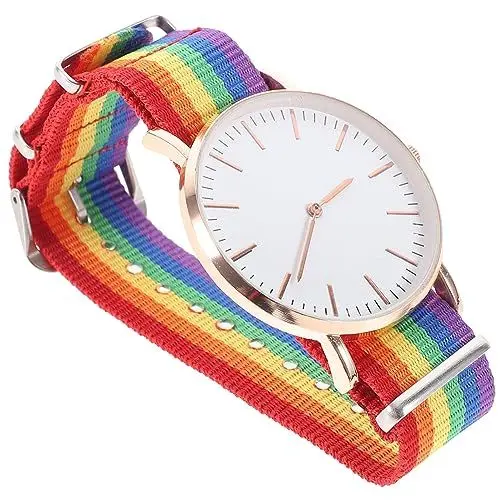 Produktbild: SOIMISS 3St zarte Uhr für freundinen Unisex-Quarzuhr Bequeme Armbanduhr Mode-Armbanduhr Präzise Quarzuhr Uhrenarmbänder schwule Banduhr Uhr im Regenbogendesign Modeuhr Golden