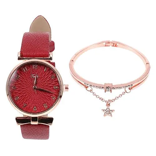 Produktbild: SOIMISS 3 Sätze Anschauen leuchtende Diamantuhr für Damen Mädchen Paare Armbänder Paar Armbänder damenarmbanduhr ladies watch ساعة يد Frauen schauen zu Dame Armreif Legierung rot