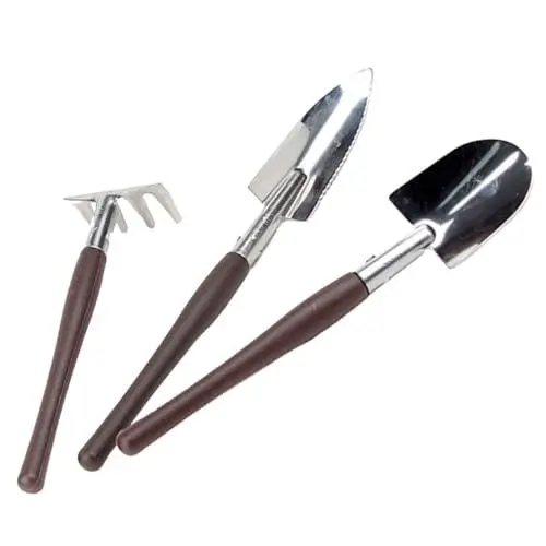 Produktbild: SOIMISS 3 Stück Mini Gartengeräte Set Teilig mit Rostfreiem Rutschfestem Kunststoffgriff Kompakt und Robust für Unkrautjäten Topfpflanzen und Gartenpflege im Innen und Außenbereich