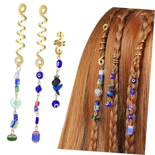 Produktbild: SOIMISS 3 Stück Opal Anhänger Haarschmuck Haarringe Für Zöpfe Haaranhänger Stein Dreadlock Perlen Zopfringe Haar Accessoires Zopf Charms Haarperlen Dreadlock Manschette Haar