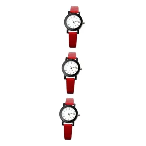 Produktbild: SOIMISS 3st Anschauen Quarz-armbanduhr Für Damen Modeuhr Mode Damenarmbanduhr Mädchenuhren Uhr Mit Arabischen Ziffern Frauen Schauen Zu Frau Armbanduhr Rot Gehäusematerial: Legierung