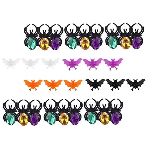 Produktbild: SOIMISS 40 Stück Halloween Ringe Diamant Spinne Ringe Kunststoff Halloween Spielzeug für Spukhaus Kostüm Party Liefert Begünstigt Dekorationen
