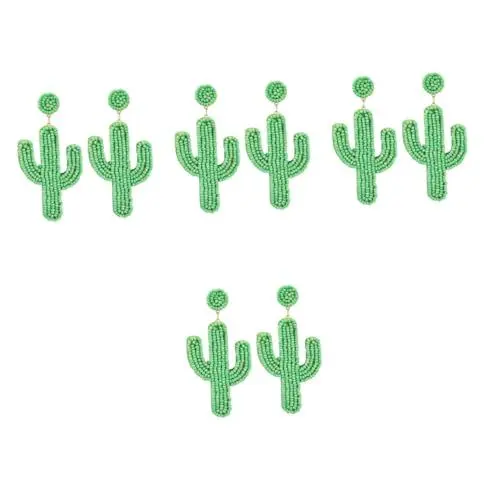 Produktbild: SOIMISS 4 Paare Kaktus Ohrringe Ohrschmuck Tropfenohrringe Damenohrringe Damen Ohrringe kolczyki damskie perlenohrringe Ohrringe für Frauen kreative Ohrringe Reisperlen (Plastik) Green