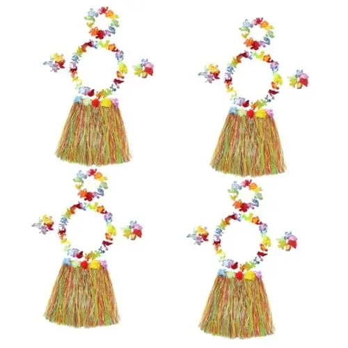 Produktbild: SOIMISS 4 Sätze Strohrock-Set hawaii outfit hawaii kleidung Hawaii-Ornament hawaiianische Luau-Partydekorationen Kostüm für Kinder Urlaubsoutfits Hawaii-Outfits für Frauen Halloweenkostüm