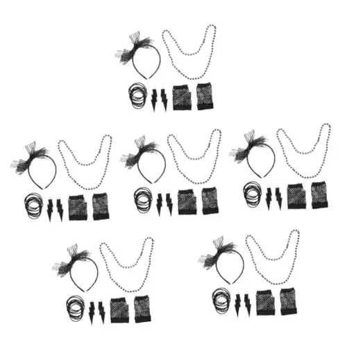 Produktbild: SOIMISS 6 Sätze Partykleidung party outfit party sachen Halskette-Ohrringe-Set party supplies Armbandsets für Erwachsene rosa anzug für männer Partyzubehör Thema Partykleid Stoff Black
