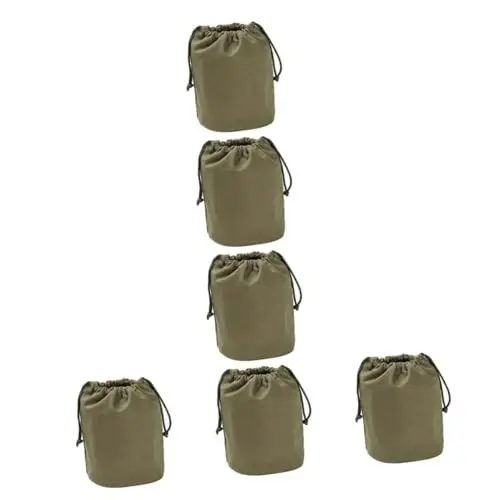 Produktbild: SOIMISS 6st Aufbewahrungstasche Holzträger Aus Segeltuch Durchsichtige Handytasche Segeltuchtaschen Für Kinder Hängende Bestecktasche Hängende Tasche Kordelzug Army Green