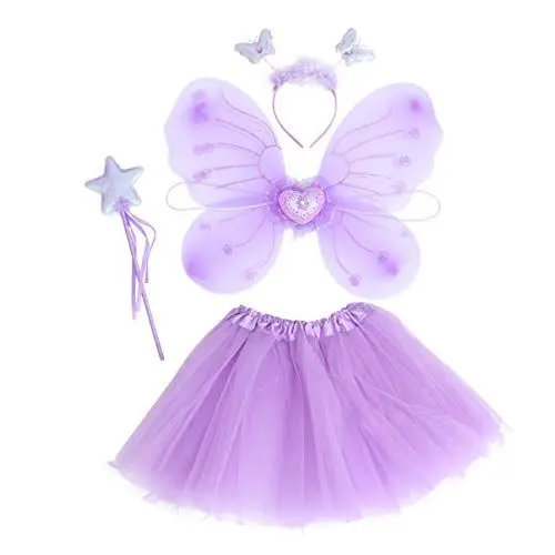 Produktbild: SOIMISS Fee Prinzessin Tutu Kostüm Set Schmetterling Kostüm Set mit Kleid Flügel Zauberstab Und Stirnband für Kinder Halloween Dress Up Party Begünstigt Lieferungen