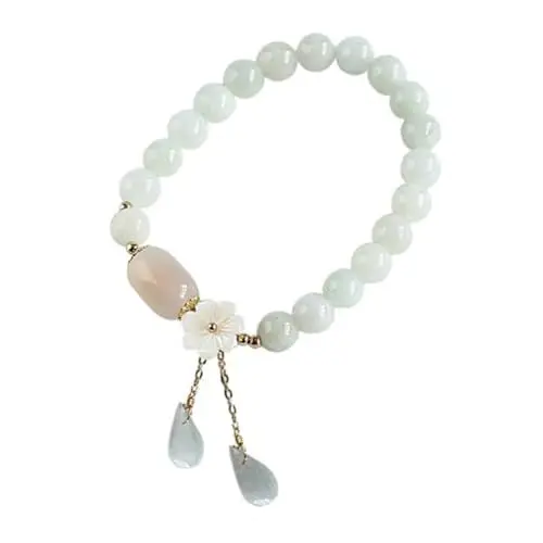 Produktbild: SOIMISS Jadeit-jade-armband Elastisches Perlenarmband Edelstein Armbänder Elastische Armbänder Armreif Aus Jade Armbänder Für Männer Edelsteinarmbänder Für Frauen Herren-perlenarmband Weiß