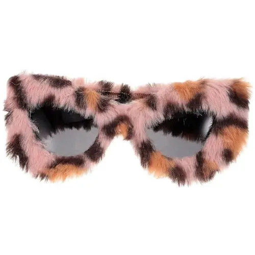 Produktbild: SOIMISS 90er Retro Funky Sonnenbrille Für Damen Plüsch Cat Eye Sonnenbrille Modische Partybrille