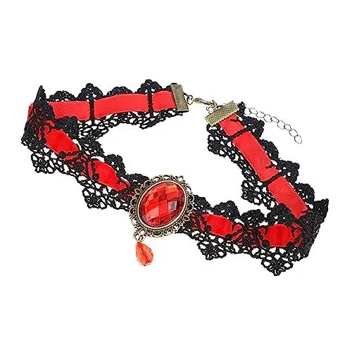 Produktbild: SOIMISS Spitzenhalskette halloween halskette trauzeugen choker halskette Familienfeier Halskette Persönliche Halskette necklace Kragen Halskette Halsband Halskette Acryl rot
