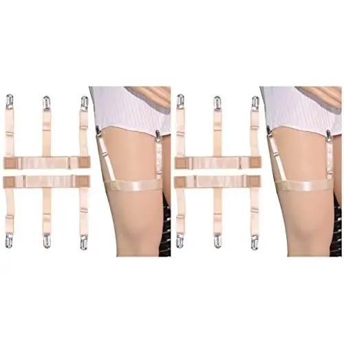 Produktbild: SOIMISS Strumpfhalter 2 Anti-Falten-Klemmen Damenhalter Oberschenkel-Strumpfband für Herren Hemd-Strumpfhalter Rutschfest mit Verstellbaren Elastischen -Clip-Hosenträgern Und