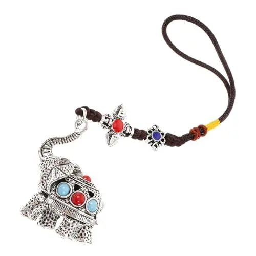 Produktbild: SOIMISS Verheißungsvolle Elefanten-Ornamente Glücksbringer Schmuck Tibetischer Buddhismus Schmuck Elefanten-Rückspiegelanhänger Auto-Hängeornamente Schlüsselanhänger am Handgelenk