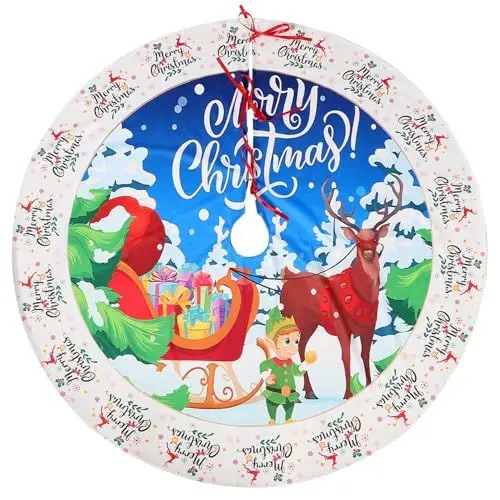 Produktbild: SOIMISS Weihnachtsbaum-Rock Fröhlicher Weihnachtsbaum-Kragen Unter Dem Weihnachtsbaum-Teppich Rustikale Weihnachtsbaum-Bodenmatte Weihnachtsbaum-Schürze Für Unter Dem