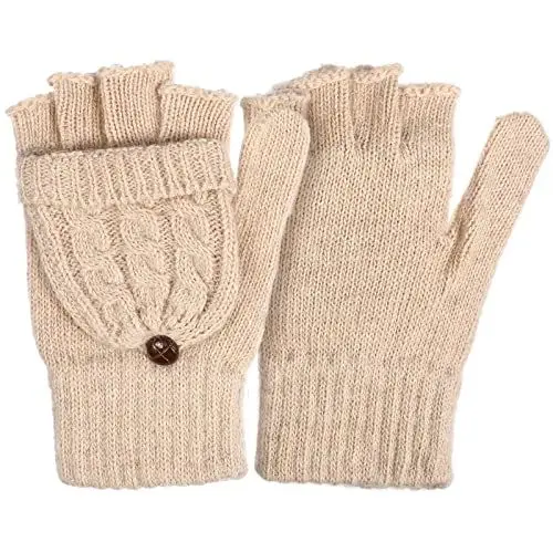 Produktbild: SOIMISS Wolle Halbfinger Winterhandschuhe Gestrickte Warme Handschuhe mit Flip Cover Kaltwetterhandschuh Handschuhe Handwärmer