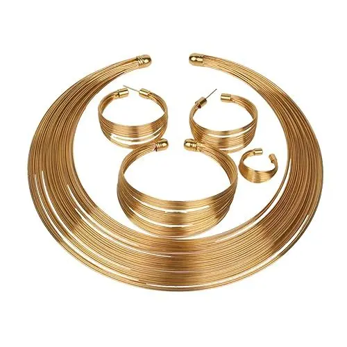Produktbild: SOIMISS frauen schmuck vergoldetes Armband Ohrringe aus Gelbgold Afrikanische Halsketten für Frauen einzigartiger Schmuck Bandringe für Damen feierstahl ringsling gilm Schmuck Anzug Golden