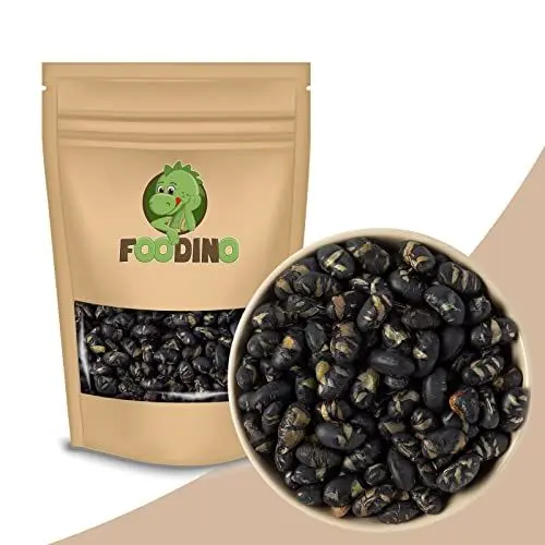 Produktbild: Sojabohnen 2,5kg-schwarze Sojabohnen geröstet & gesalzen vegan glutenfrei ohne Zusätze knuspriger Snack ohne Fett geröstet und leicht gesalzen wiederverschließbar Premium Qualität FOODINO (2,5 kg)